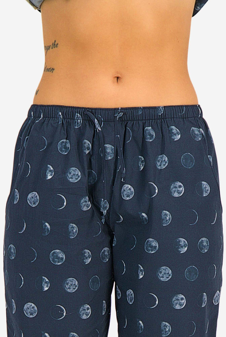 Womens cotton pyjamas pants - Blue moons