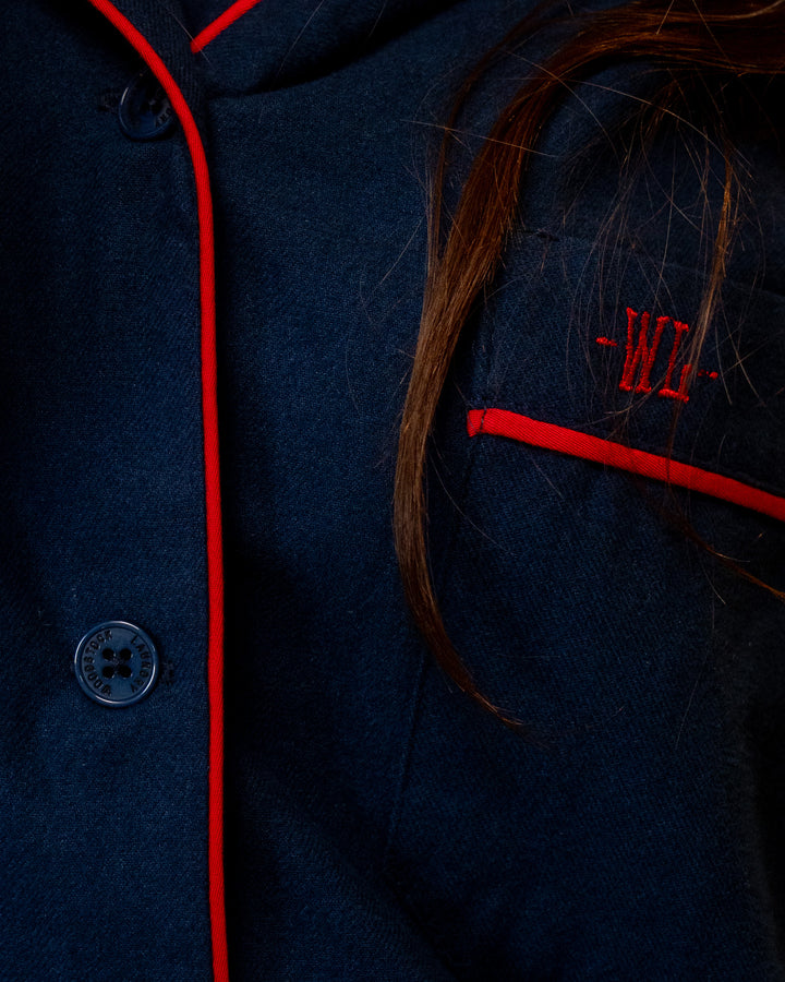 Womens dark navy flannel pyjamas