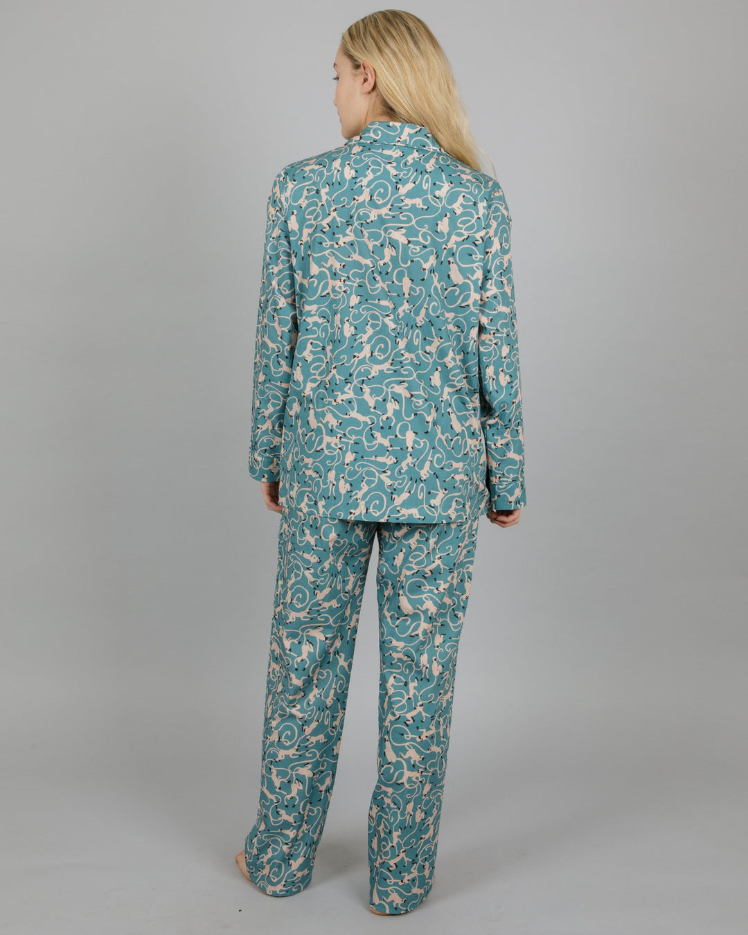 Womens green pjs monkey