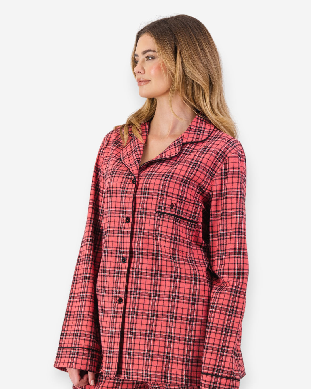 Womens red checked flannel pyjamas