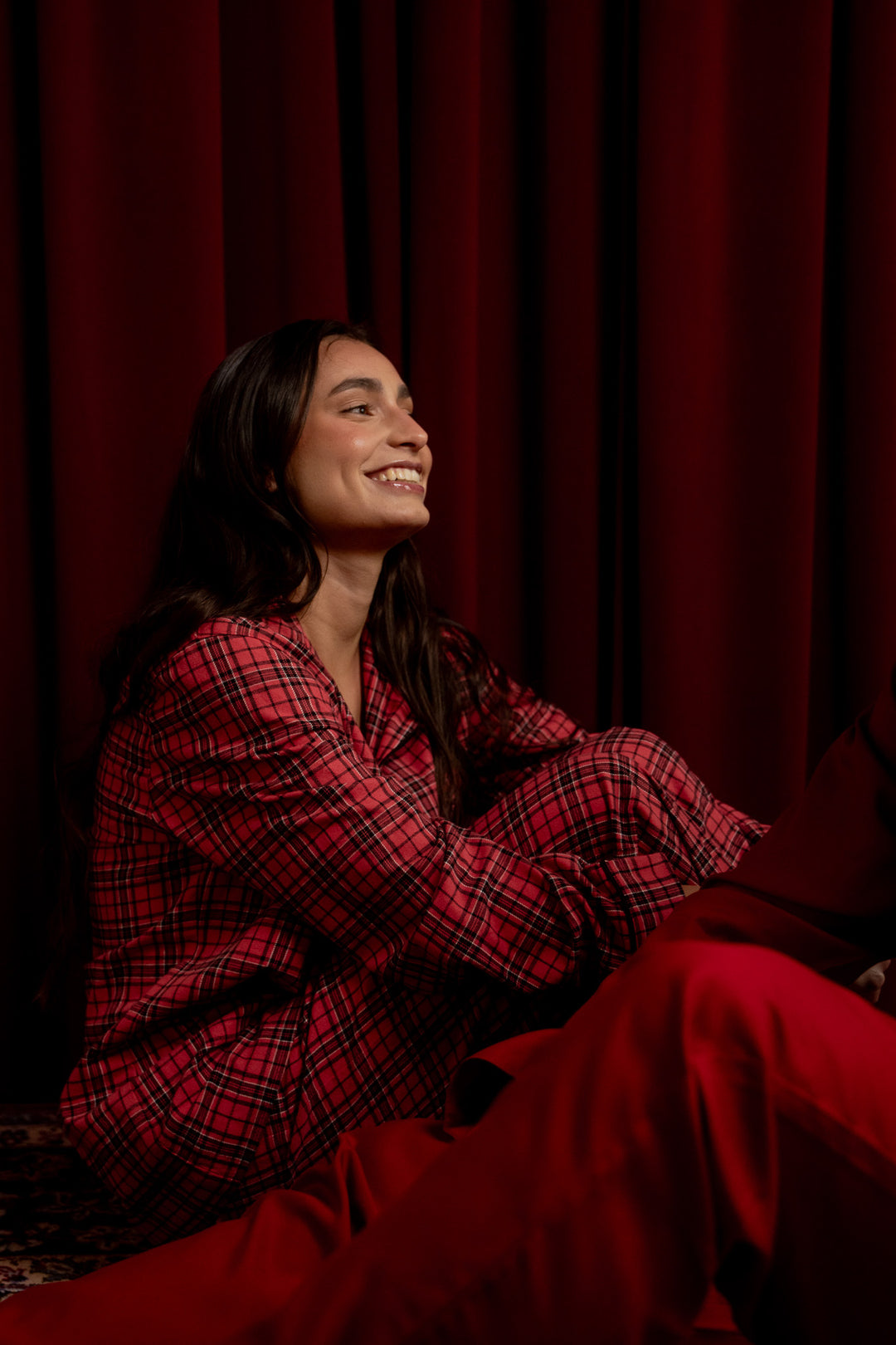 Womens red checked flannel pyjamas