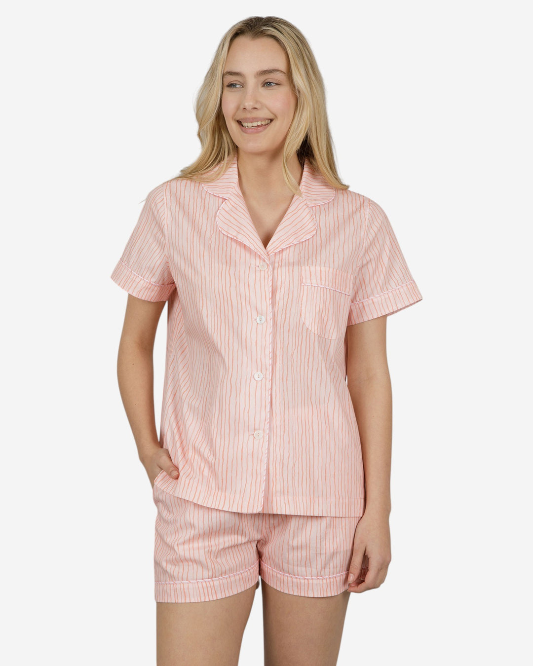 Womens short pink striped pyjamas
