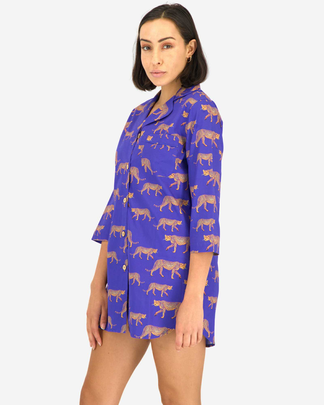 Womens sleepshirt - blue cheetah pattern