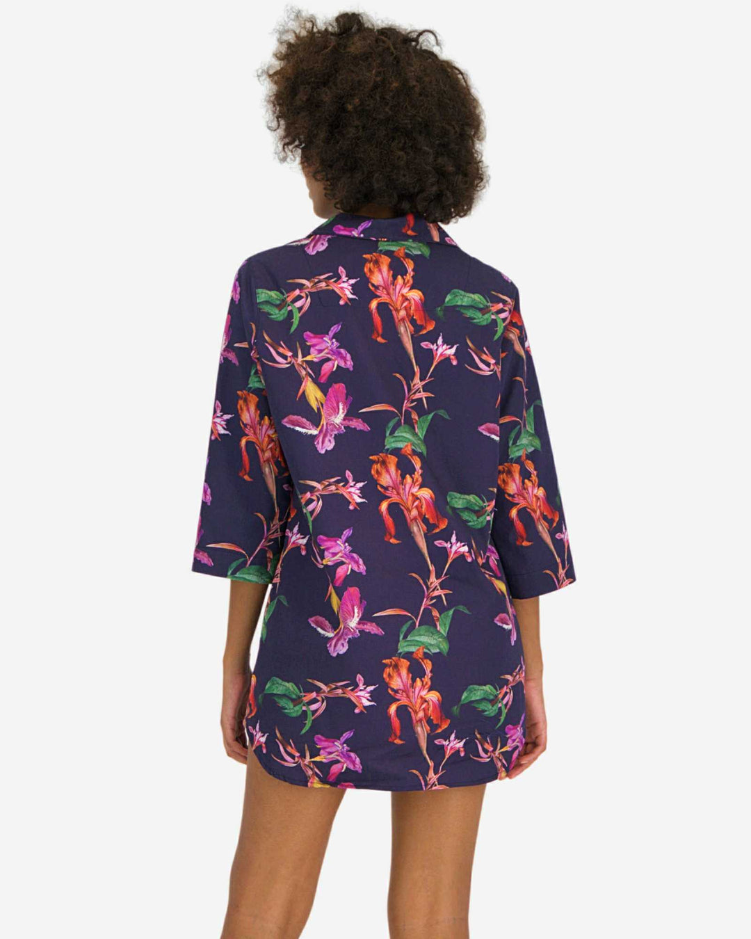 Womens sleepshirt - vintage iris navy flowers pattern