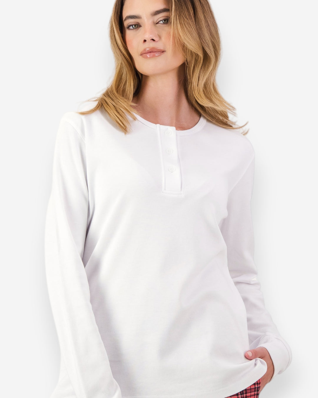 Womens white henley shirt