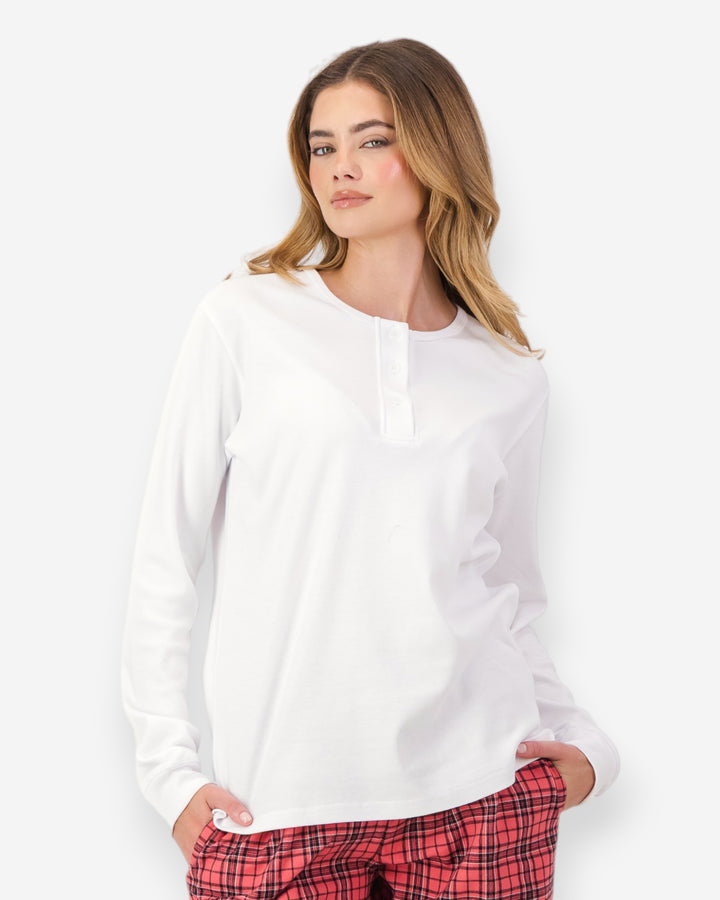 Womens white henley shirt