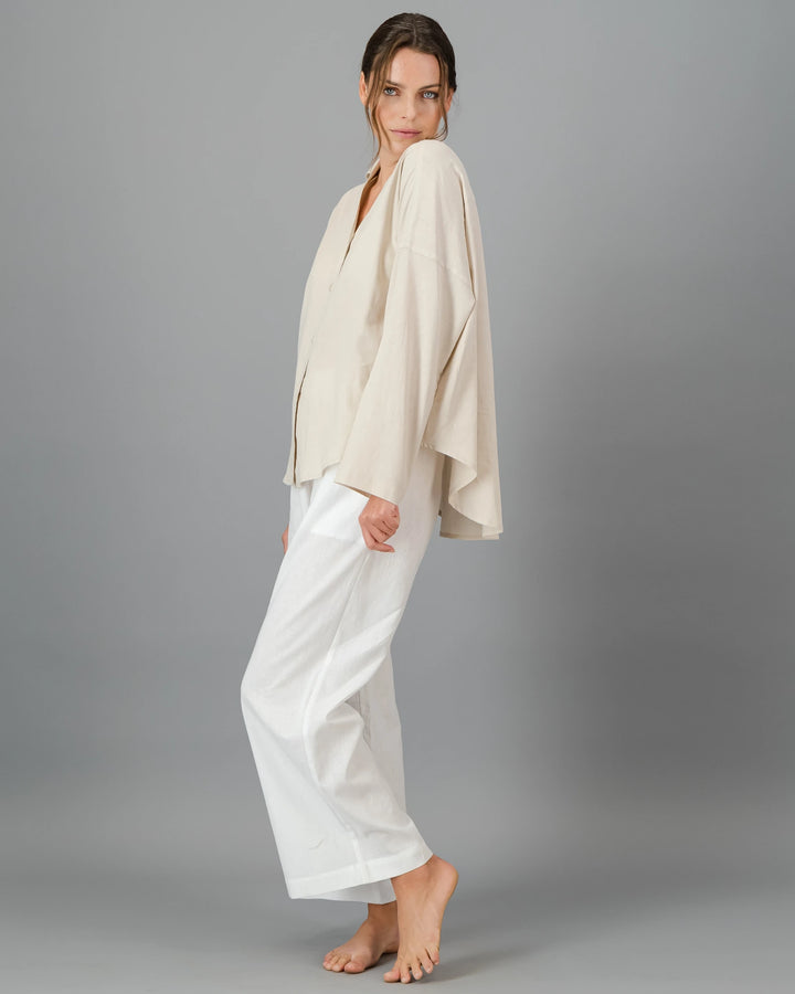 Womens white linen trousers