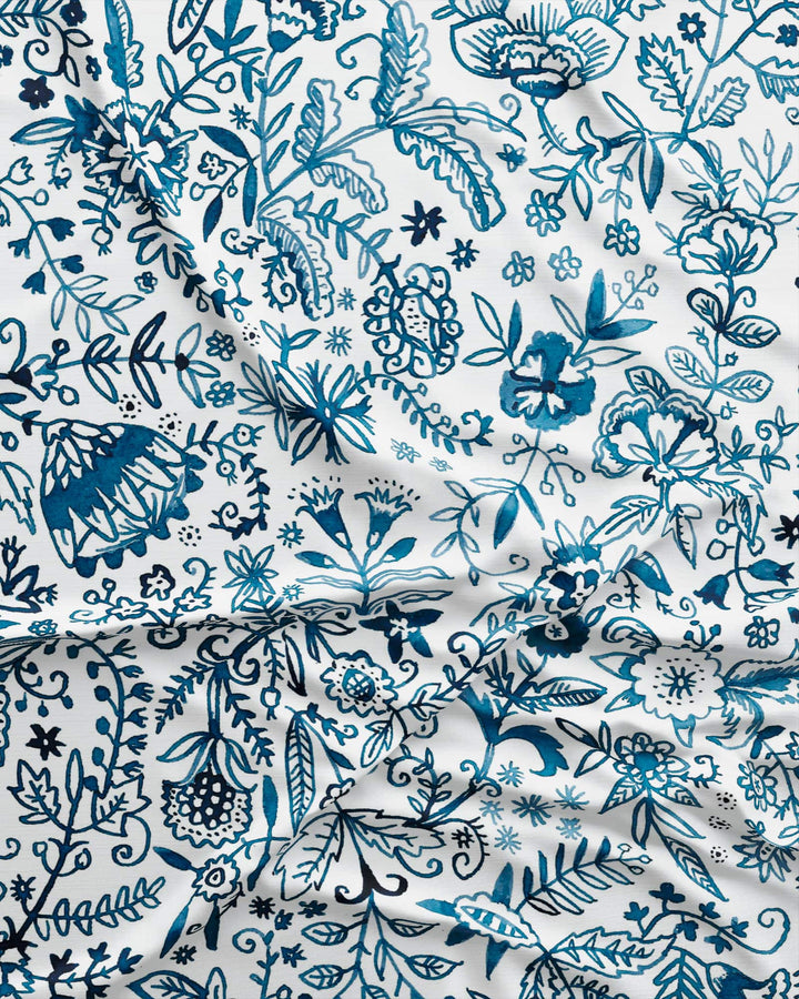 Women's cotton pyjamas set - white blue Chandler pattern