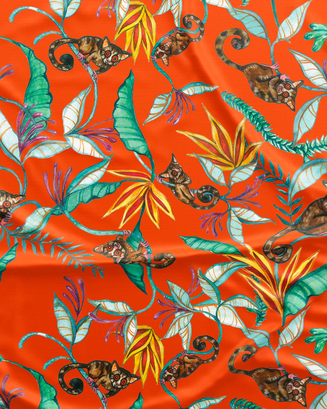 Womens long orange cotton pyjamas set with nag apies