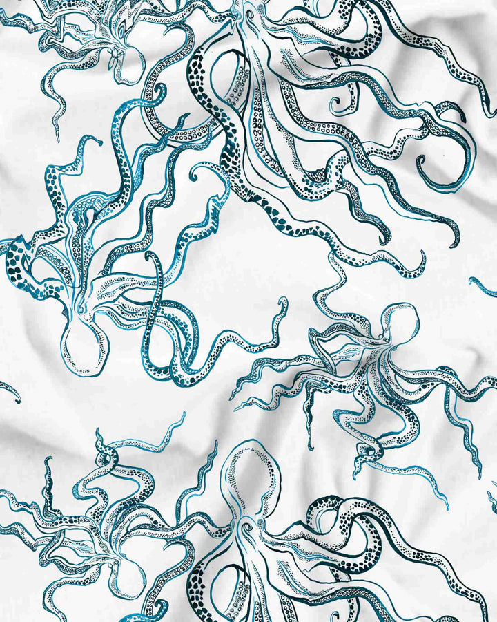 Mens holiday shirt Octopus Indigo pattern